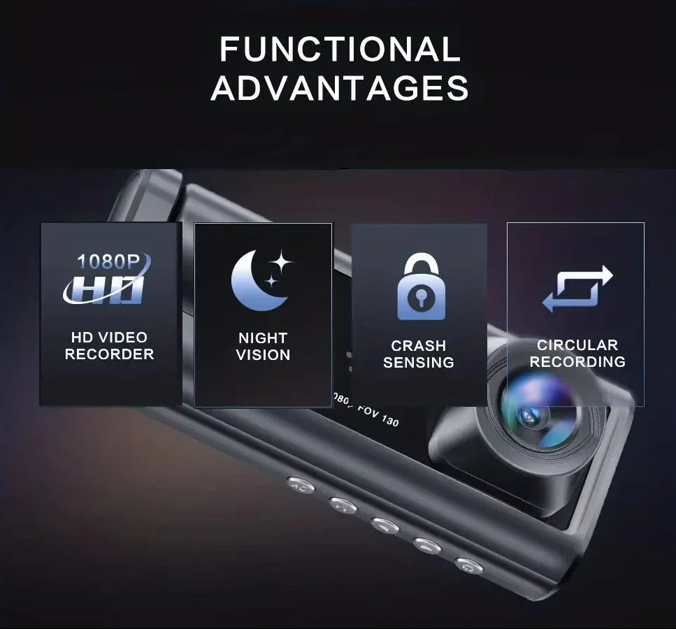 1080P Dual Dash Cam with 32GB SD Card